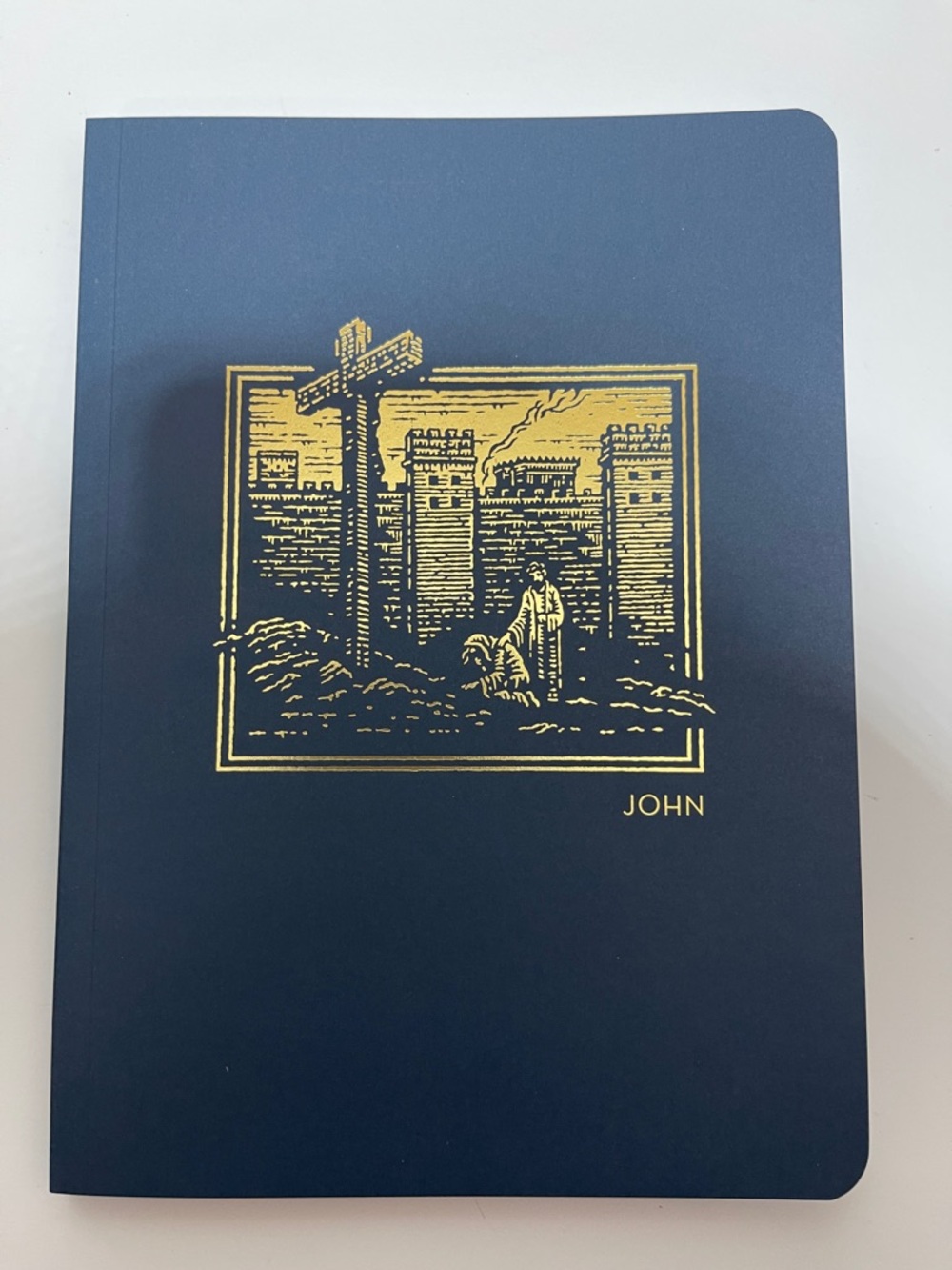 3/$10 John NET Abide Interactive Navy Blue Journal with Gold Foil Design